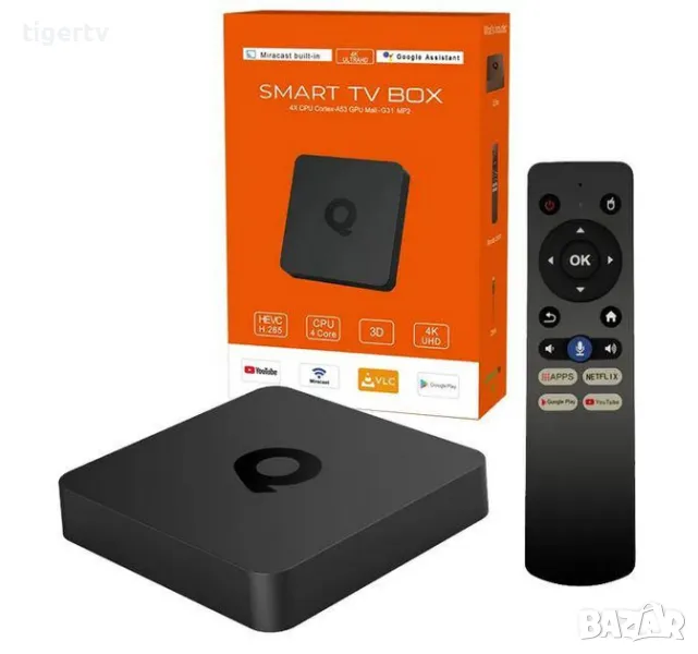 Android TV Box TX96Q, Android ATV10, Dual WIFI, Bluetooth, Гласово дистанционно, снимка 1