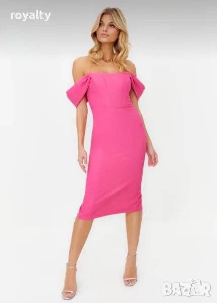 Розова дамска елегантна рокля , снимка 1
