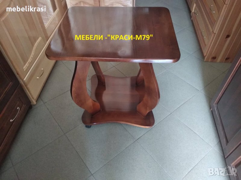 Помощна масичка с 2 плота и колелца-масив в цвят., снимка 1