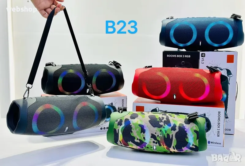 Мощна Преносима Тонколона BOOMS BOX 3, Li-ion, блутуут, USB, SD, RGB, 2x4", 40W, снимка 1