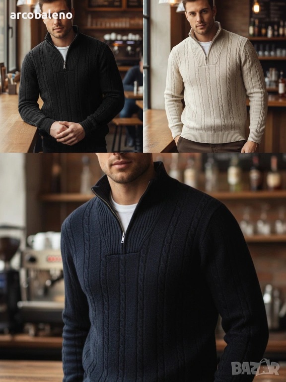 Мъжки пуловер с яка, 3цвята , снимка 1