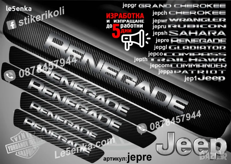 ПРАГОВЕ карбон JEEP RENEGADE фолио стикери jepre, снимка 1