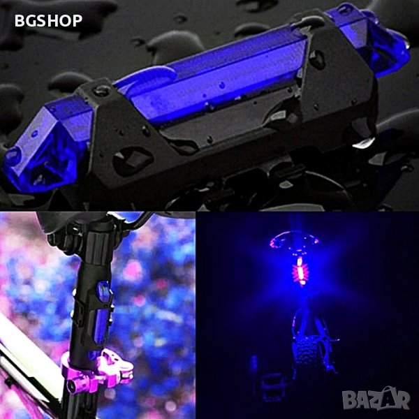 Светлоотразител за Велосипед , колело LED - USB Стоп , Фенер - Blue, снимка 1