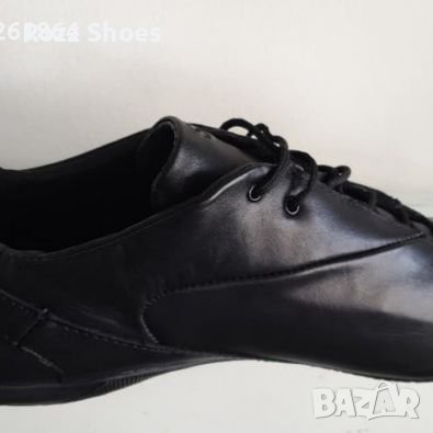 100 % Естествена кожа мъжки спортни черни обувки , снимка 1