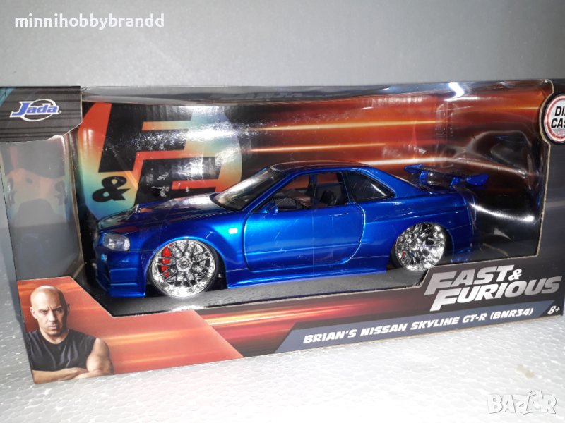 Nissan SKYLINE  GT-R BNR34 BRIAN'S  1.24  JADA FAST&FURIOUS  TOP  TOP   TOP  MODEL, снимка 1