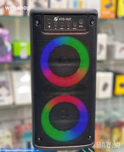 Преносима колона 2 х 3" КТS-1527, 20W, Bluetooth, FM, LED светлина, снимка 1