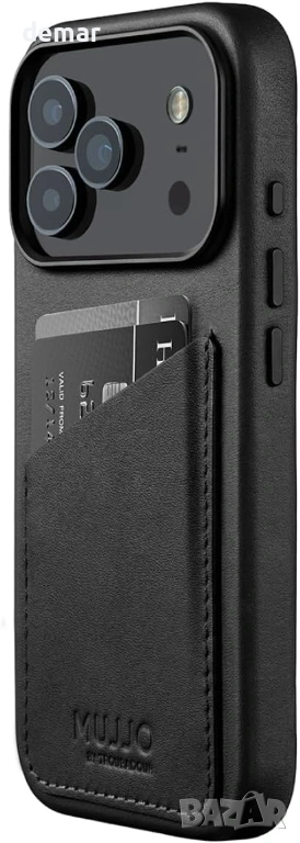 Кожен калъф-портфейл Mujjo - за iPhone 17 Pro - MagSafe - черен, снимка 1