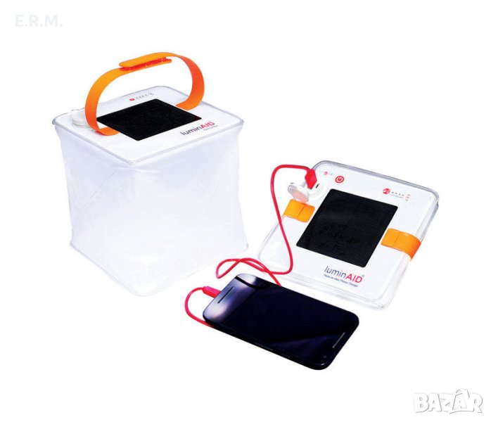 LuminAID 2в1 соларен фенер за къмпинг и зарядно за телефон LED лампа PacklLte MAX, снимка 1
