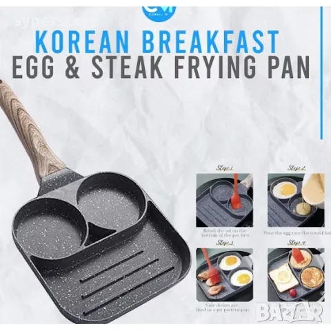 Тиган с 3 отделения Digital One SP01018, с незалепващо покритие, във формата на кръгове, за яйца , п, снимка 3 - Съдове за готвене - 49448330