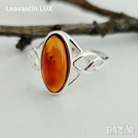 Сребърен пръстен с Балтийски Кехлибар , снимка 4 - Пръстени - 51410541