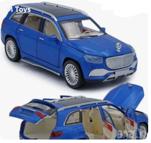 Метален джип Maybach GLS600 със звук и светлини 1/24 син, снимка 2 - Коли, камиони, мотори, писти - 49854982