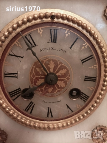 старинен каминен часовник със свещници работещ, снимка 4 - Стенни часовници - 51451631
