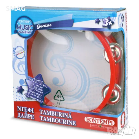 Играчка тамбура червена пластмаса 18 см S_1218569, снимка 2 - Музикални играчки - 49204539