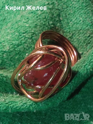 ХЕНД - МЕЙД ПОЗЛАТЕН ВИНТИДЖ АРТ МОДЕЛ ПРЪСТЕН с НАТУРАЛЕН ПОЛУСКЪПОЦЕНЕН КАМЪК КАРНЕОЛ 30495, снимка 11 - Пръстени - 46510341
