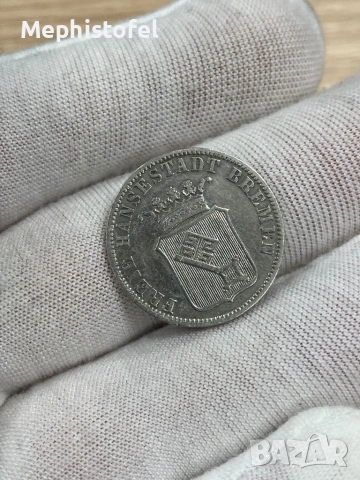 12 гроте 1859 г, Бремен / Германия - сребърна монета, рядка, снимка 4 - Нумизматика и бонистика - 53200788