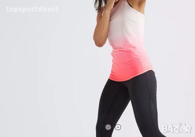 ПОТНИК с кръстосани презрамки за фитнес, с принт DOMYOS