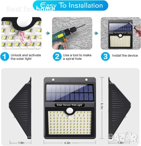 Соларни лампи за външна употреба със сензор за движение, снимка 7 - Соларни лампи - 52403482