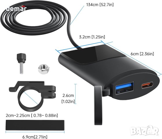 Kriogor USB зарядно устройство за телефон за мотоциклет, снимка 2 - Зарядни за кола - 43947278