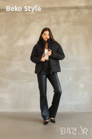 Дамско ватирано яке налично в черно и кафяво, снимка 3 - Якета - 52178282