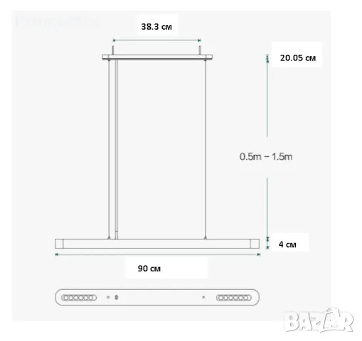 Смарт полилей Xiaomi Yeelight Crystal YLDL01YL 33W 90см Wi-Fi Smart Пендел Led лампа димируем амбиен, снимка 10 - Лед осветление - 48813492