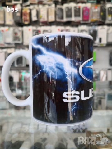 Бяла порцеланова чаша с логото на Субару / Subaru, снимка 2 - Чаши - 32396029