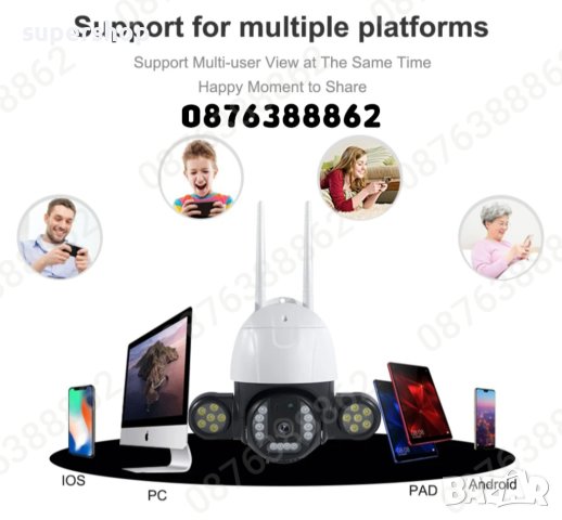 WIFI Камера 6 Мрх въртяща видеонаблюдение за дома, снимка 3 - HD камери - 43893035