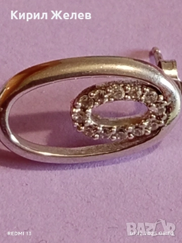 Елегантна сребърна обица проба 925 с диаманти красив стилен дизайн 21961, снимка 9 - Обеци - 52599463