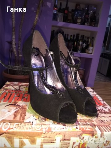 Велурени елегантни обувки, снимка 1 - Дамски елегантни обувки - 35493390