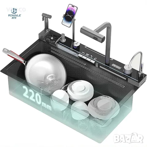 Модерна мултифункционална кухненска мивка с двовен водопад 20 в 1, снимка 12 - Мивки - 47368493