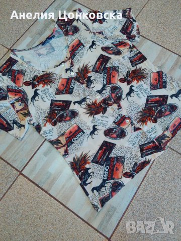 Лятна блузка с копчета и свеж принт, снимка 1