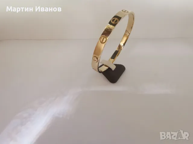 Златна гривна плътна елипса , снимка 2 - Гривни - 48906330