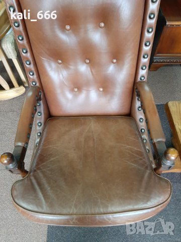 Ретро кресло естествена кожа внос от Холандия , снимка 11 - Дивани и мека мебел - 40253214