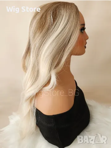 Руса перука на кичури без бретон средна дължина, снимка 4 - Аксесоари за коса - 47656293