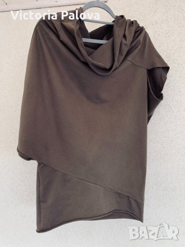 Асиметрична дизайнерска блуза цвят кафе  Италия, снимка 8 - Блузи с дълъг ръкав и пуловери - 32311397