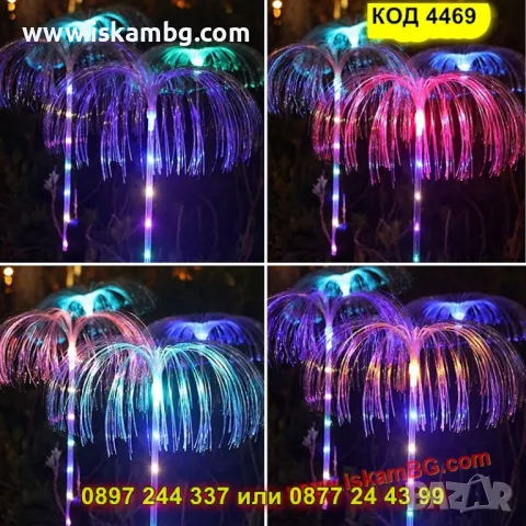 Цветна соларна лампа с RGB подсветка –  Медуза - КОД 4469, снимка 7 - Градински мебели, декорация  - 50325744