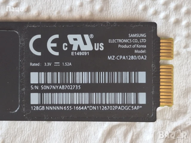 Samsung   128GB SSD/For MacBook Air/, снимка 4 - Лаптоп аксесоари - 50590332