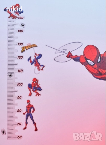 Спайдърмен SpiderMan метър за стена и мебел детска стая лепенка стикер самозалепващ