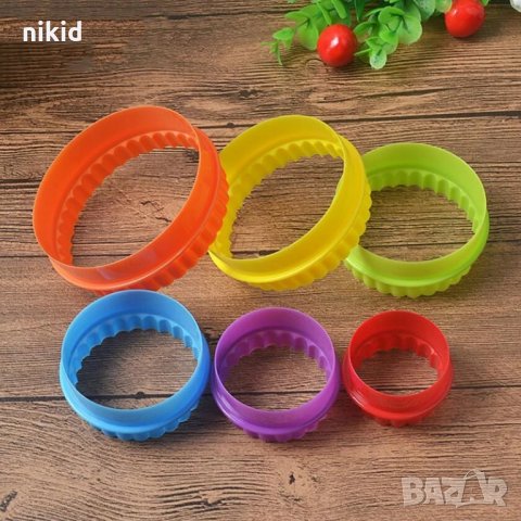 6 бр рингове кръгове кръг кръга двустранни резци пластмасови с къдрици бисквитки сладки резец форма, снимка 7 - Форми - 18226198