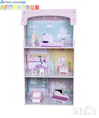 Приказна дървена къщичка с мебели Anna Moni Toys 4121, снимка 3 - Играчки за стая - 44102349