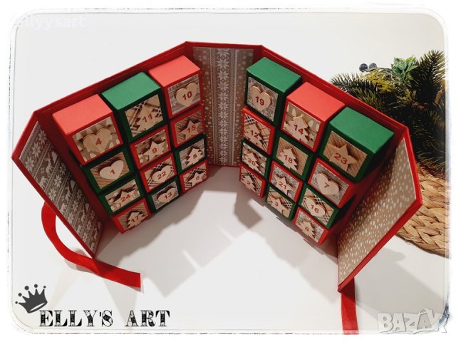 Ръчно изработен коледен адвент календар, снимка 4 - Коледни подаръци - 43158543