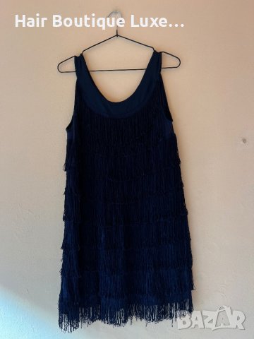 H&M Рокля с ресни в тъмно син цвят L размер  💙, снимка 1 - Рокли - 43980974