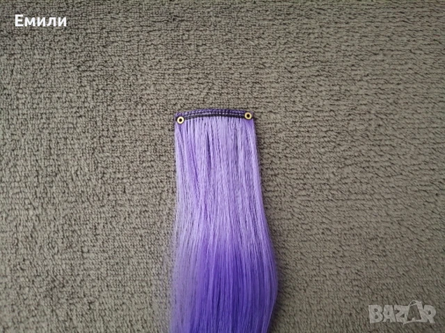 5 броя лилави кичури/екстеншъни/аксесоари за коса - синтетичен косъм, снимка 5 - Аксесоари за коса - 51105602