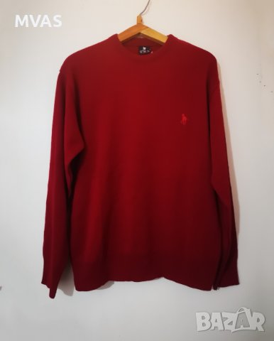 Нов мъжки вълнен пуловер L XL размер червен с етикет Подарък за Свети Валентин за мъж, снимка 1