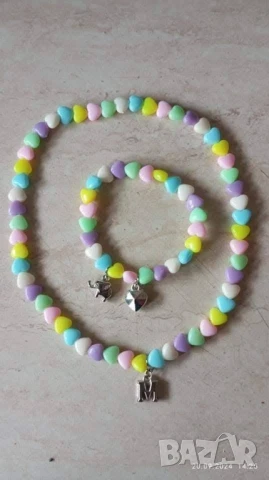 Детски комплект от колие и гривна с име или без   , снимка 3 - Колиета, медальони, синджири - 51172874