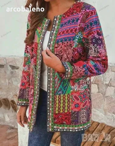 Дамско ежедневно свободно яке (жилетка) с дълъг ръкав и щампа, 2цвята  , снимка 4 - Якета - 42081481