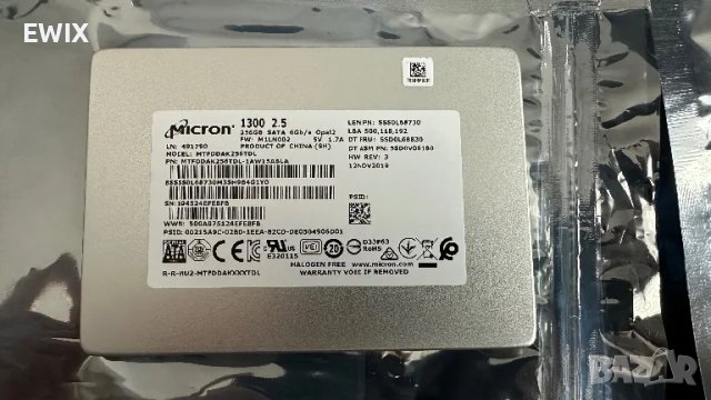 Micron 1300 2.5” 256GB SATA SSD Хард Диск за лаптоп PC - като нови, снимка 1