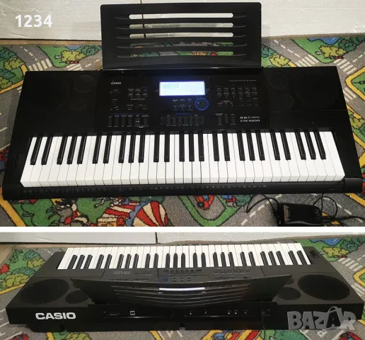 Синтезатор клавир CASIO CTK-6200 с динамична клавиатура и USB порт 5 октави, снимка 1 - Синтезатори - 50039124