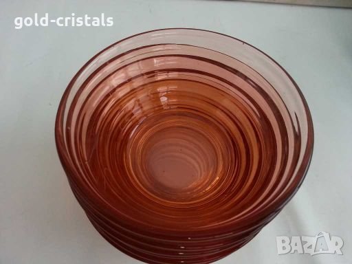 Ретро стъклени купички цветно розово стъкло 53г, снимка 8 - Антикварни и старинни предмети - 28614899