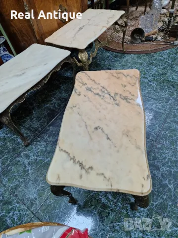 Чудесна много красива антикварна белгийска бронзова масичка с оникс , снимка 7 - Антикварни и старинни предмети - 48867628