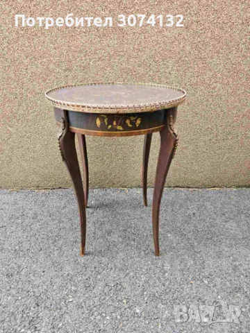 Ретро масичка с интарзия, снимка 2 - Маси - 49603146